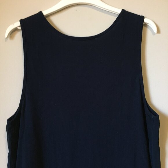 Dex Dark Navy Blue Chiffon Super Pleat Art Deco Two Layer Tank - Picture 6 of 13